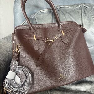 London Fog Chocolate Brown Vegan Leather Tote